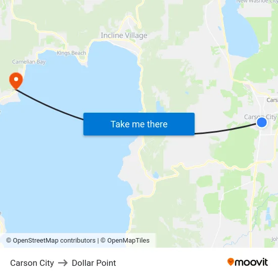 Carson City to Dollar Point map