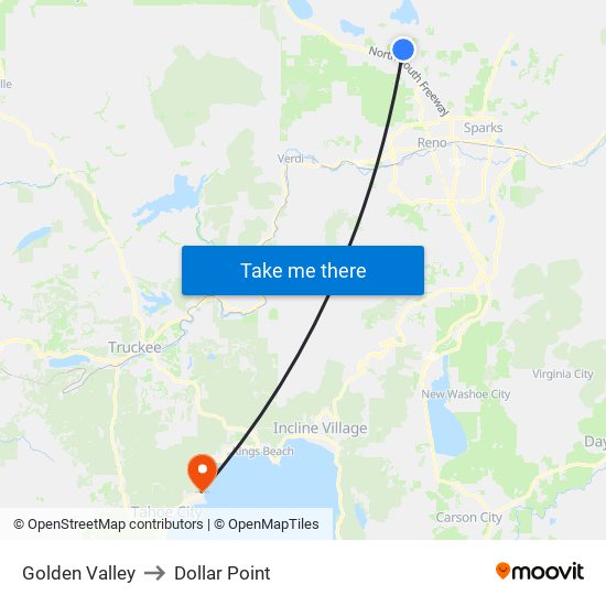 Golden Valley to Dollar Point map