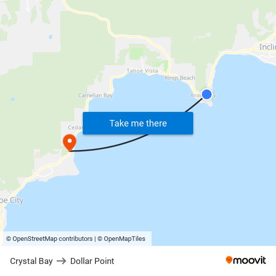 Crystal Bay to Dollar Point map