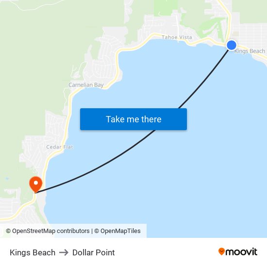 Kings Beach to Dollar Point map