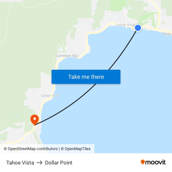 Tahoe Vista to Dollar Point map