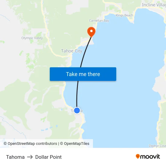 Tahoma to Dollar Point map