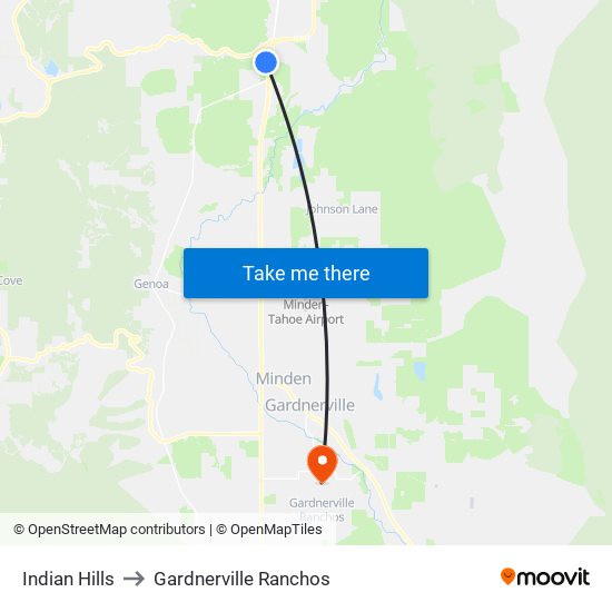 Indian Hills to Gardnerville Ranchos map