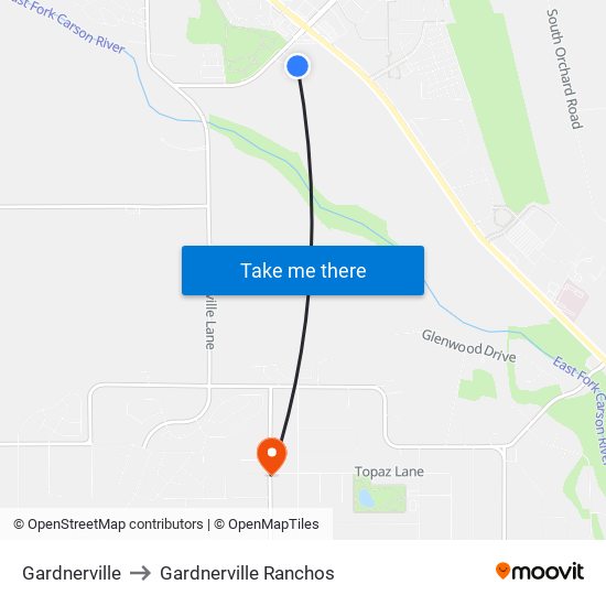 Gardnerville to Gardnerville Ranchos map