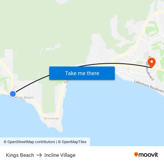 Kings Beach to Incline Village map