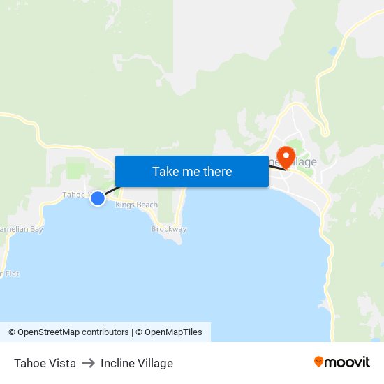 Tahoe Vista to Incline Village map