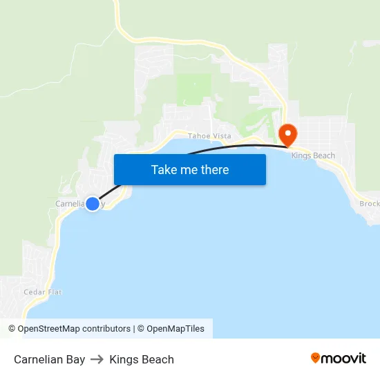 Carnelian Bay to Kings Beach map