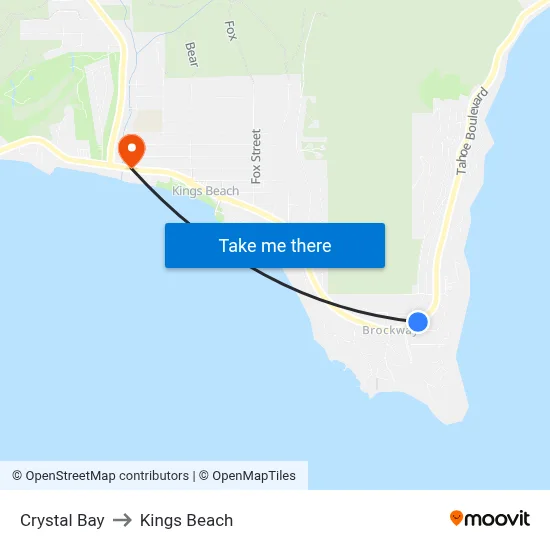 Crystal Bay to Kings Beach map