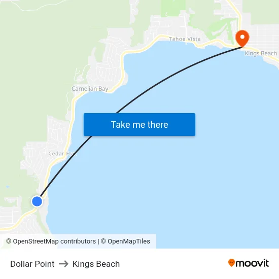 Dollar Point to Kings Beach map