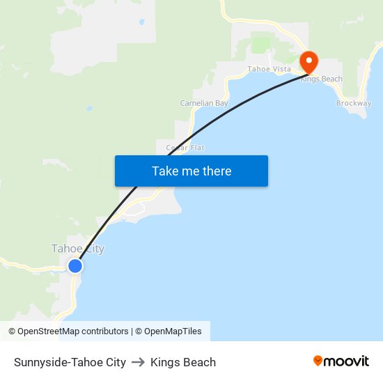 Sunnyside-Tahoe City to Kings Beach map