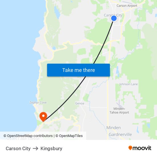 Carson City to Kingsbury map