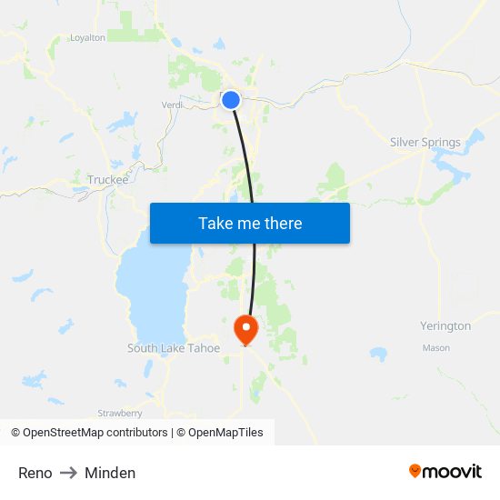 Reno to Minden map