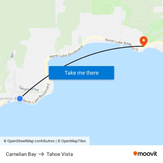 Carnelian Bay to Tahoe Vista map