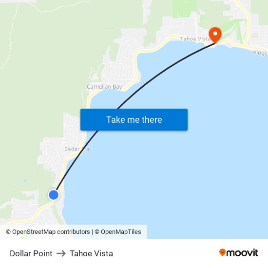 Dollar Point to Tahoe Vista map