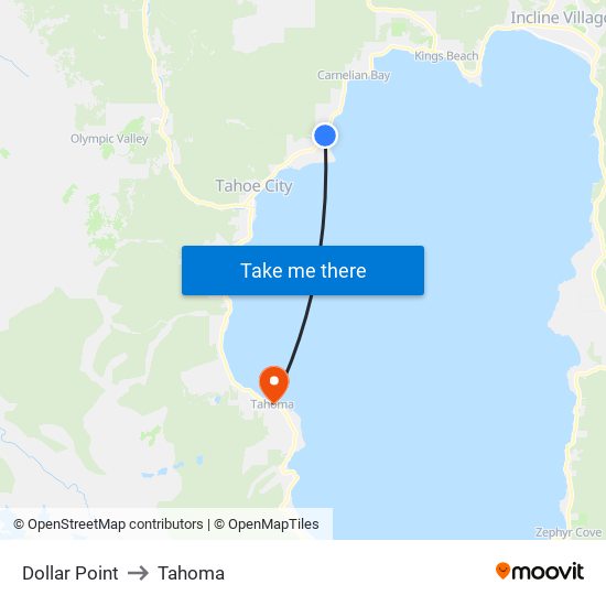 Dollar Point to Tahoma map