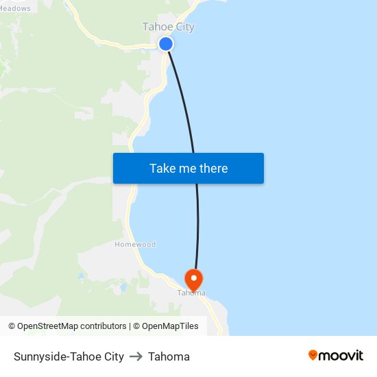 Sunnyside-Tahoe City to Tahoma map