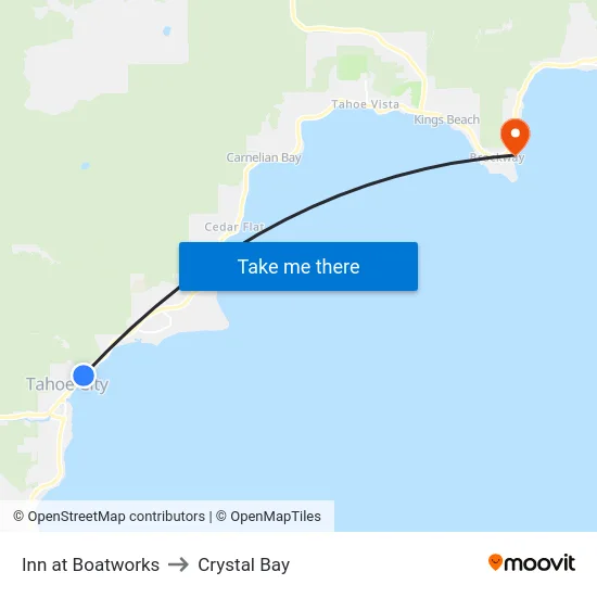 Inn at Boatworks to Crystal Bay map