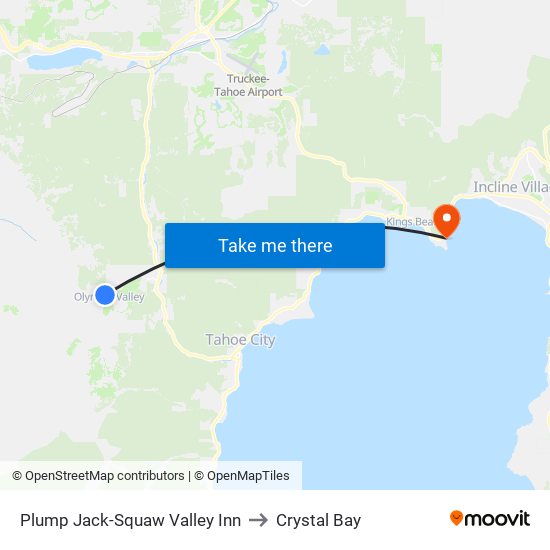 Plump Jack-Squaw Valley Inn to Crystal Bay map