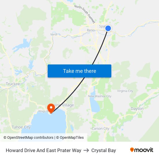 Howard Drive And East Prater Way to Crystal Bay map