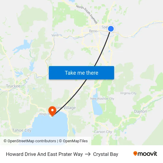 Howard Drive And East Prater Way to Crystal Bay map