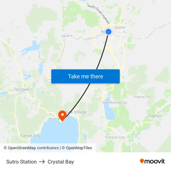 Sutro Station to Crystal Bay map