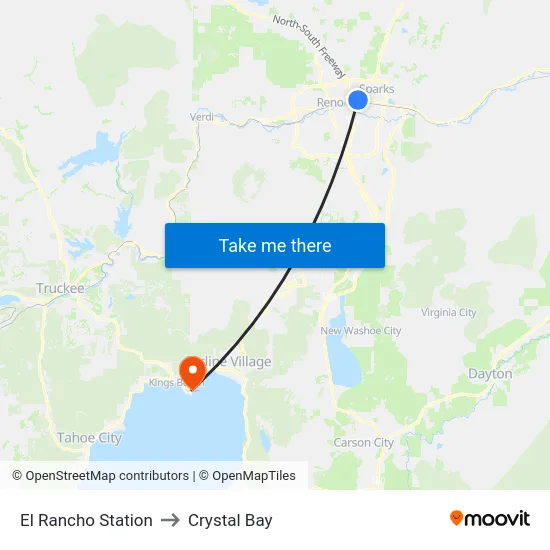 El Rancho Station to Crystal Bay map