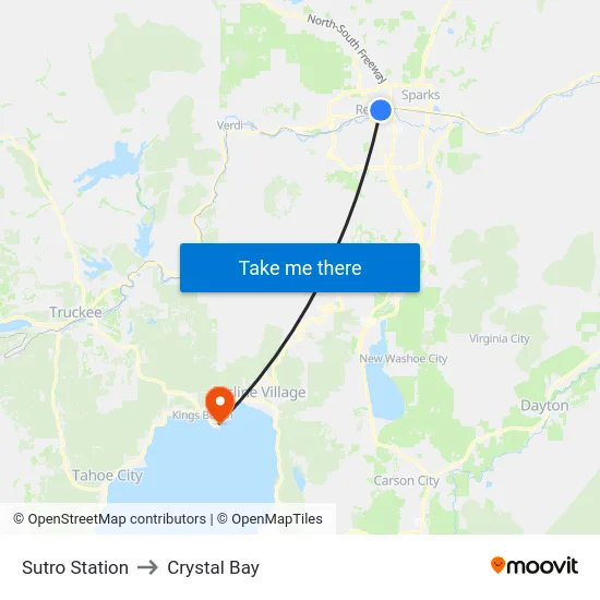 Sutro Station to Crystal Bay map