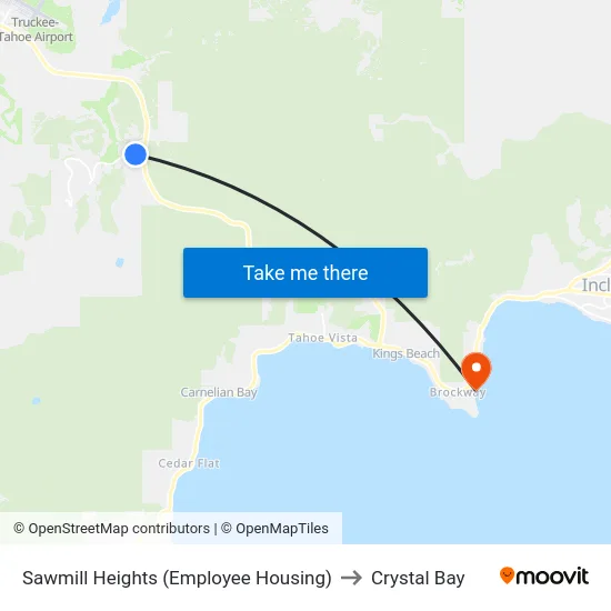 Sawmill Heights (Employee Housing) to Crystal Bay map