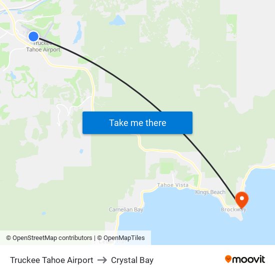 Truckee Tahoe Airport to Crystal Bay map