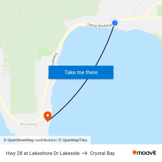 Hwy 28 at Lakeshore Dr Lakeside to Crystal Bay map