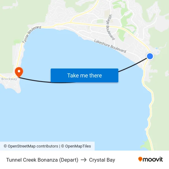 Tunnel Creek Bonanza (Depart) to Crystal Bay map