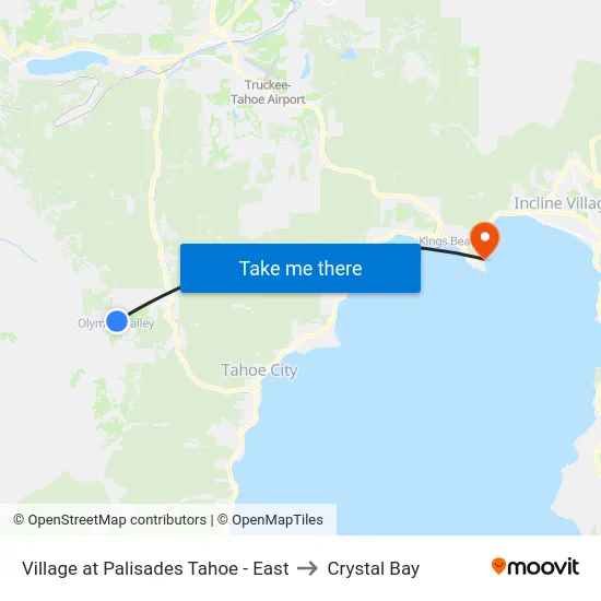 Village at Palisades Tahoe - East to Crystal Bay map