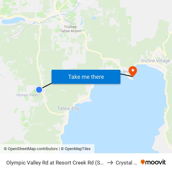 Olympic Valley Rd at Resort Creek Rd (Shelter) Eb to Crystal Bay map