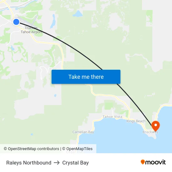 Raleys Northbound to Crystal Bay map