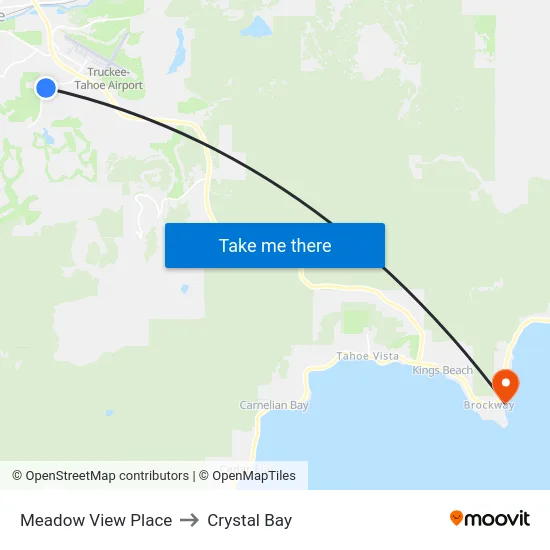 Meadow View Place to Crystal Bay map