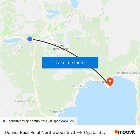 Donner Pass Rd at Northwoods Blvd to Crystal Bay map