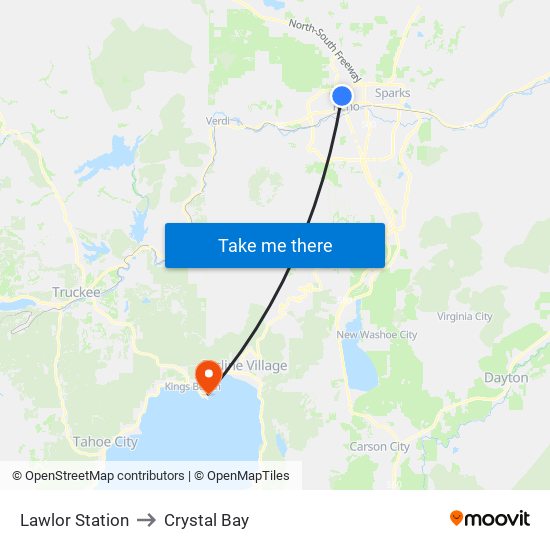 Lawlor Station to Crystal Bay map