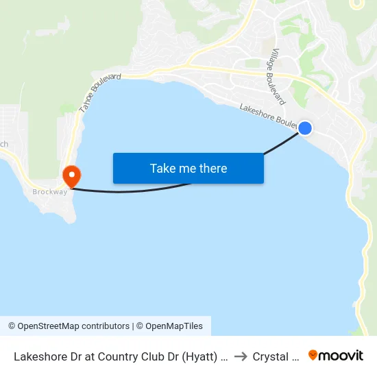 Lakeshore Dr at Country Club Dr (Hyatt) - Depart to Crystal Bay map