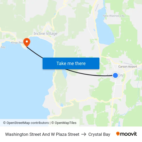 Washington Street And W Plaza Street to Crystal Bay map