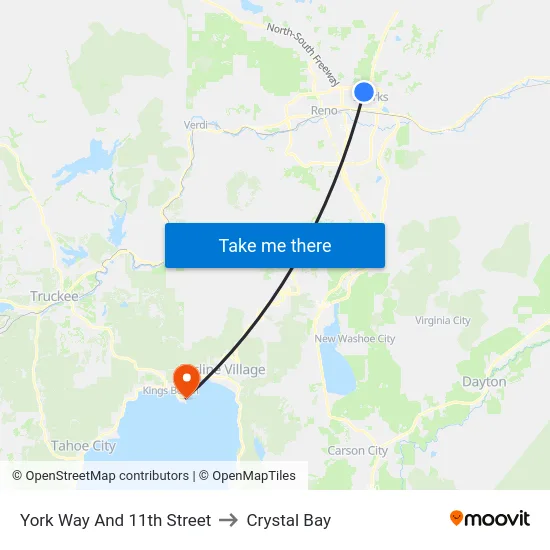 York Way And 11th Street to Crystal Bay map