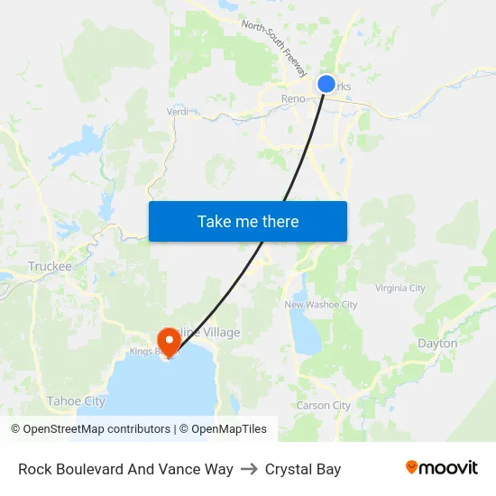 Rock Boulevard And Vance Way to Crystal Bay map