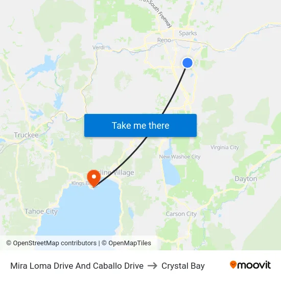 Mira Loma Drive And Caballo Drive to Crystal Bay map