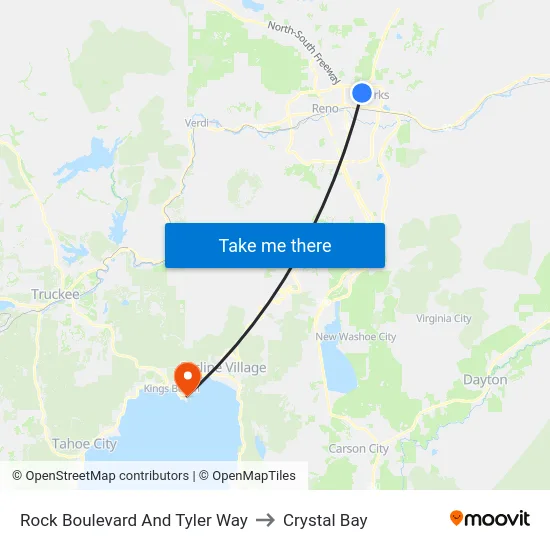 Rock Boulevard And Tyler Way to Crystal Bay map