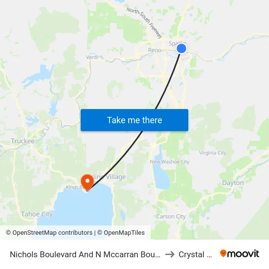 Nichols Boulevard And N Mccarran Boulevard to Crystal Bay map