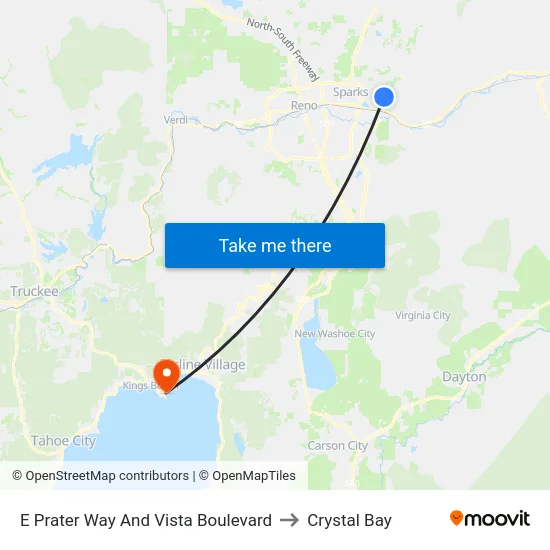 E Prater Way And Vista Boulevard to Crystal Bay map