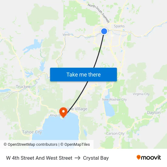 W 4th Street And West Street to Crystal Bay map