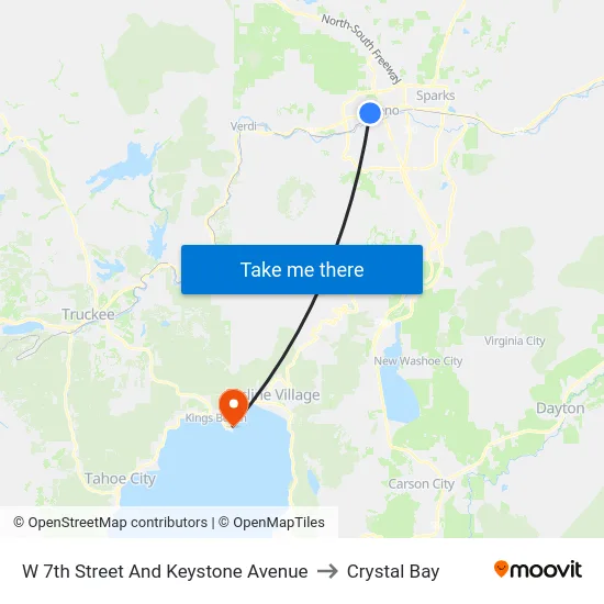 W 7th Street And Keystone Avenue to Crystal Bay map