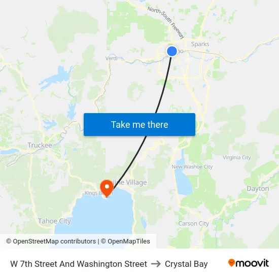 W 7th Street And Washington Street to Crystal Bay map