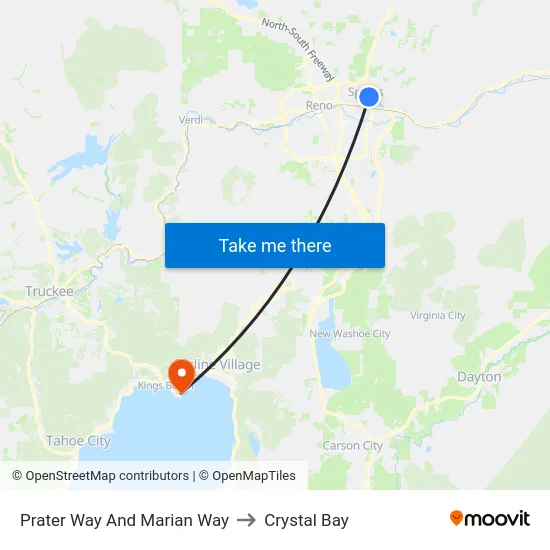 Prater Way And Marian Way to Crystal Bay map
