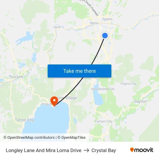 Longley Lane And Mira Loma Drive to Crystal Bay map